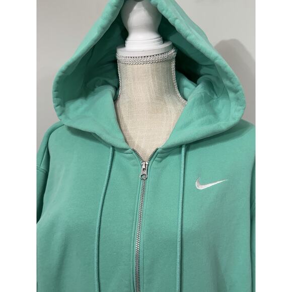NIKE Sportswear Phoenix Long Zip Hoodie Jacket Dress Bright Teal Green Sz Medium - Picture 2 of 3